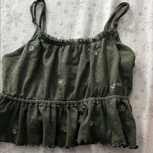 Green Embroidered Women's Top